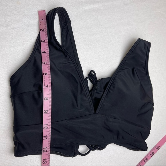 NEW Lace Up Swimsuit Top Black - Picture 9 of 16